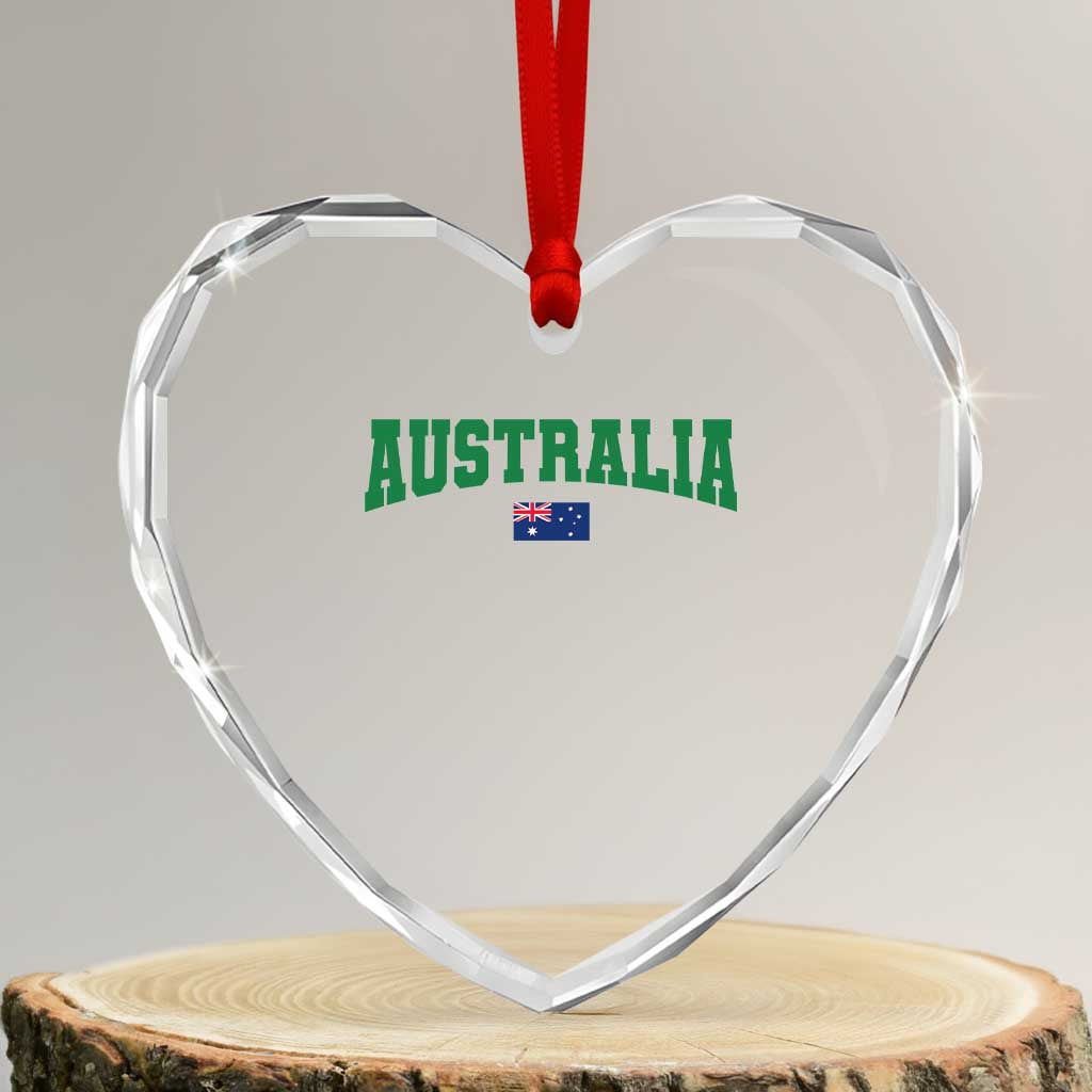 Green Yellow Australia Heart Crystal Glass Ornament Down Under Team Australia Flag Varsity Lettering Soccer Fans Football Tournament TS10 Transparent Glass 3'' Heart Print Your Wear