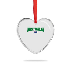 Green Yellow Australia Heart Crystal Glass Ornament Down Under Team Australia Flag Varsity Lettering Soccer Fans Football Tournament