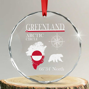 Greenland Arctic Circle Crystal Glass Ornament Map Compass and Polar Bear Adventure TS02 Transparent Glass 3'' Circle Print Your Wear