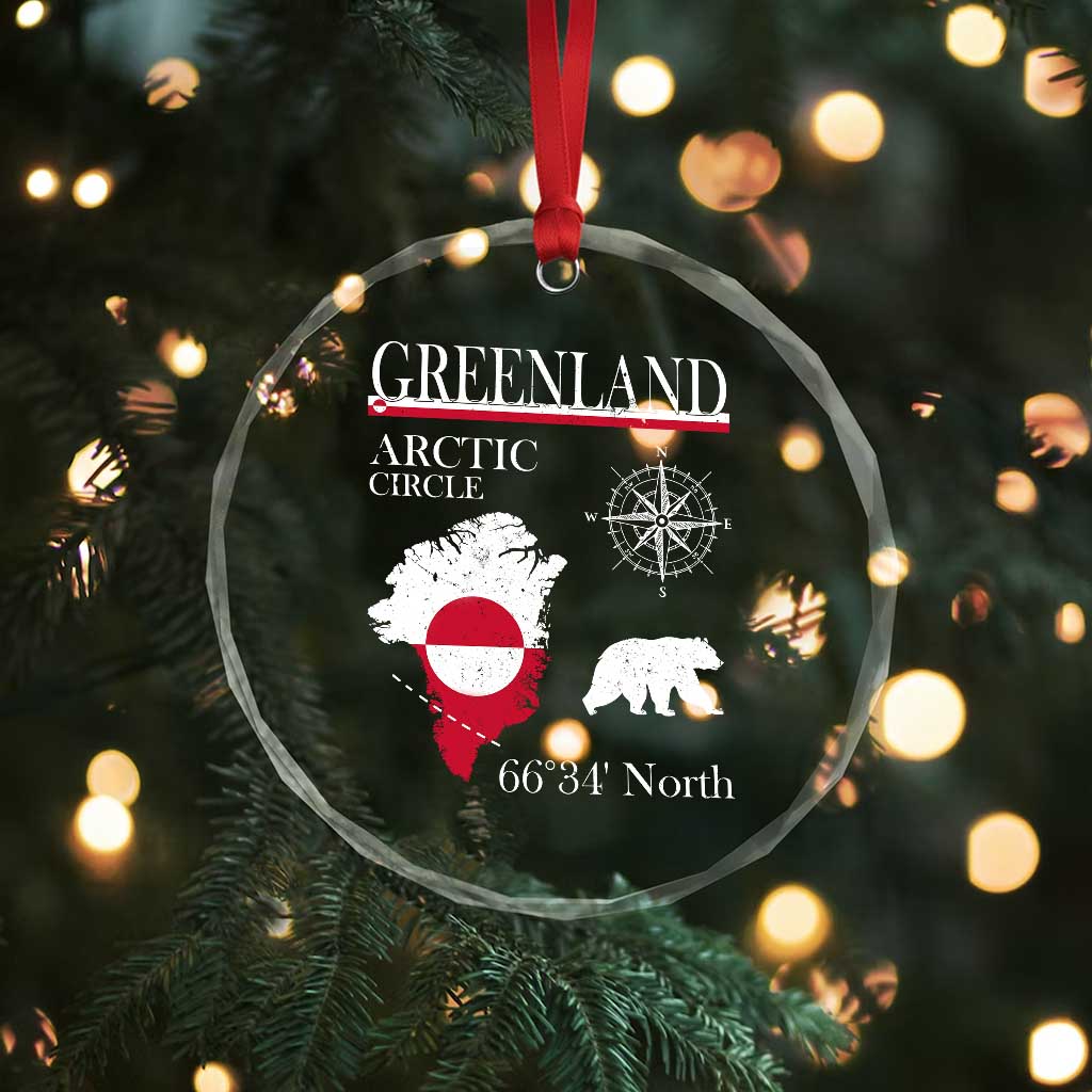 Greenland Arctic Circle Crystal Glass Ornament Map Compass and Polar Bear Adventure TS02 Print Your Wear