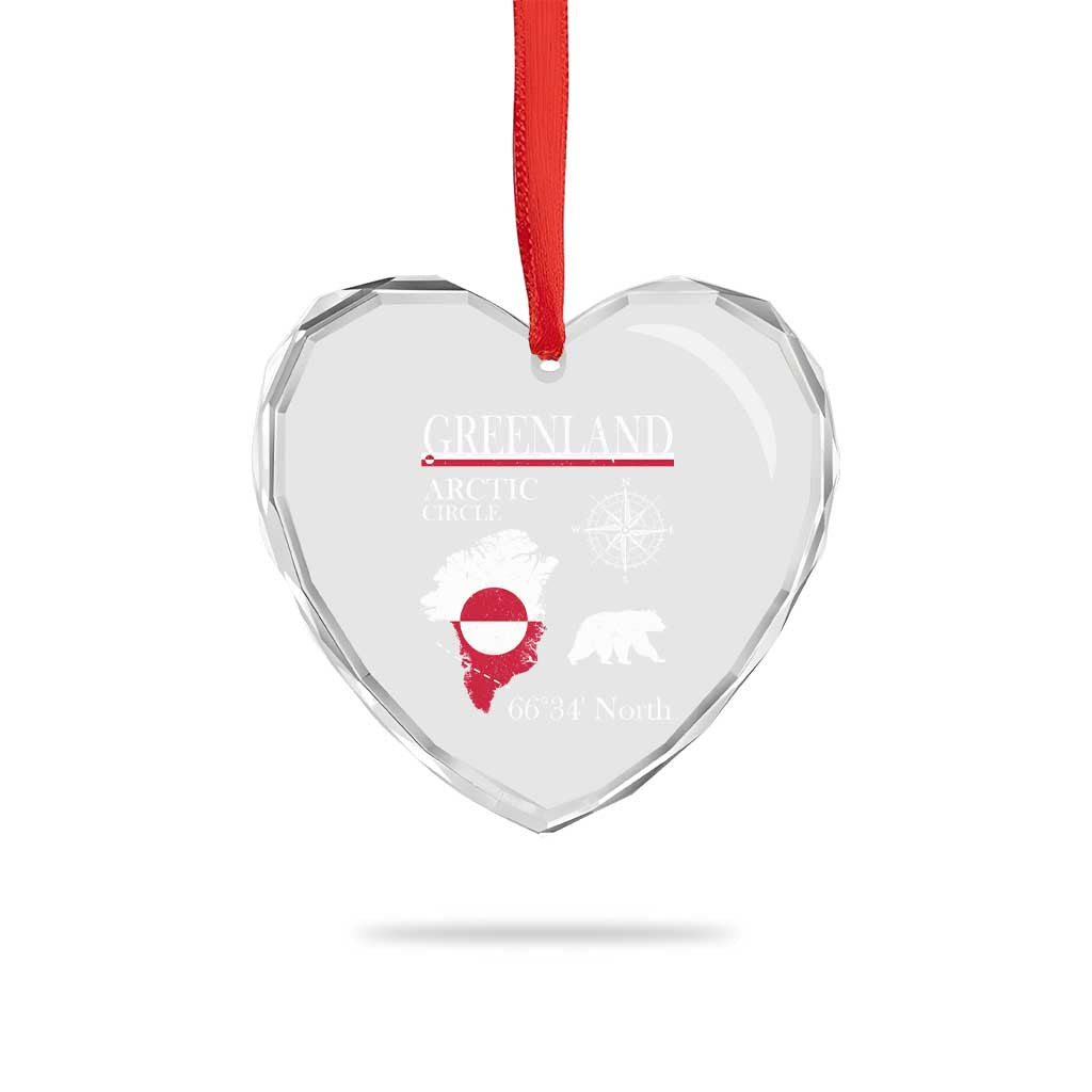 Greenland Arctic Circle Heart Crystal Glass Ornament Map Compass and Polar Bear Adventure TS02 Print Your Wear