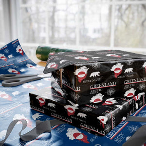 Greenland Arctic Circle Wrapping Paper Roll Map Compass and Polar Bear Adventure TS02 Black Print Your Wear