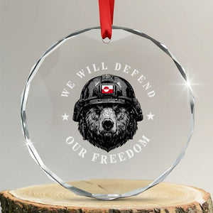 Greenland Bear We Will Defend Our Freedom Crystal Glass Ornament Polar Bear Soldier National Pride TS02 Transparent Glass 3'' Circle Print Your Wear