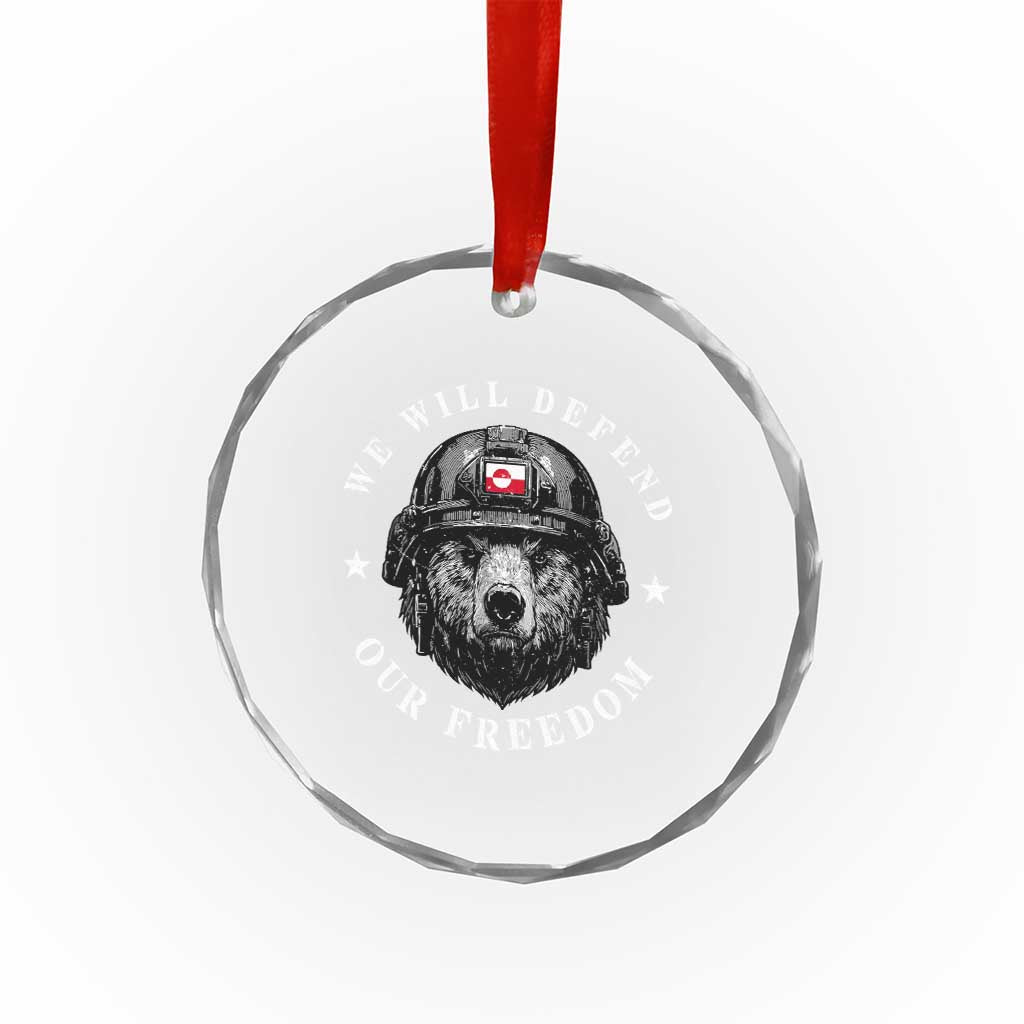 Greenland Bear We Will Defend Our Freedom Crystal Glass Ornament Polar Bear Soldier National Pride TS02 Print Your Wear