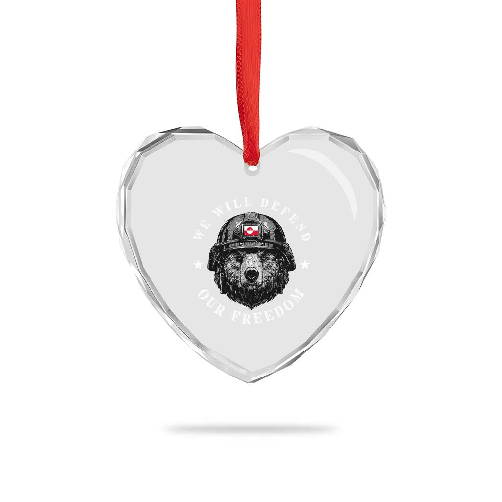 Greenland Bear We Will Defend Our Freedom Heart Crystal Glass Ornament Polar Bear Soldier National Pride TS02 Print Your Wear