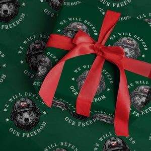 Greenland Bear We Will Defend Our Freedom Wrapping Paper Roll Polar Bear Soldier National Pride TS02 Green Print Your Wear