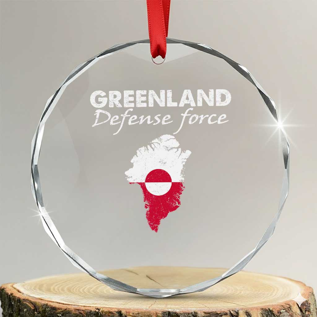 Greenland Defense Force Crystal Glass Ornament Political Statement Greenland Policy TS11 Transparent Glass 3'' Circle Print Your Wear