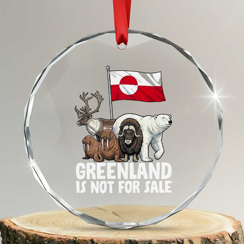 Greenland Is Not For Sale Crystal Glass Ornament Arctic Animal Resist Protest Greenland Flag TS02 Transparent Glass 3'' Circle Print Your Wear