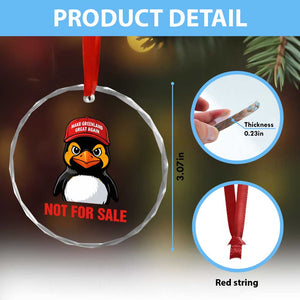 Greenland Is Not for Sale Crystal Glass Ornament Funny Nihilist Penguin FDT Political Meme TS14 Print Your Wear