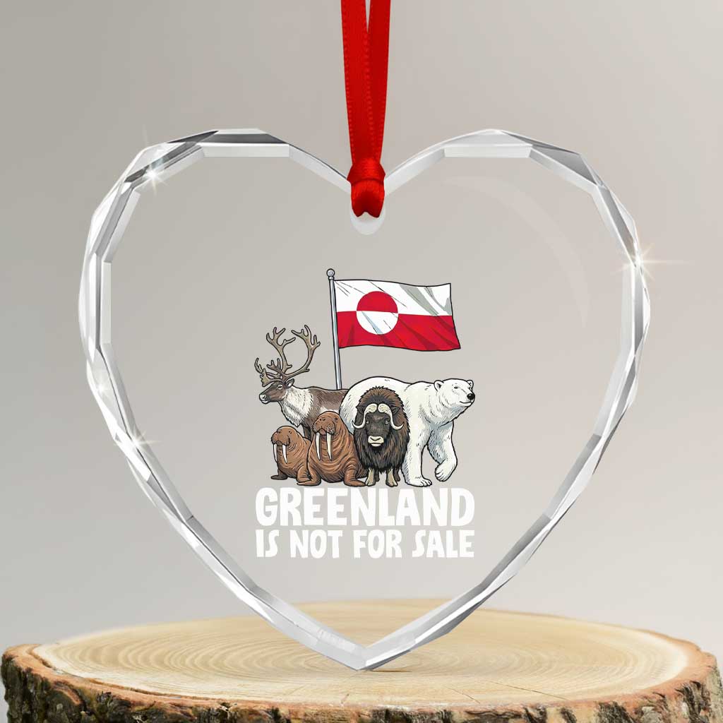 Greenland Is Not For Sale Heart Crystal Glass Ornament Arctic Animal Resist Protest Greenland Flag TS02 Transparent Glass 3'' Heart Print Your Wear
