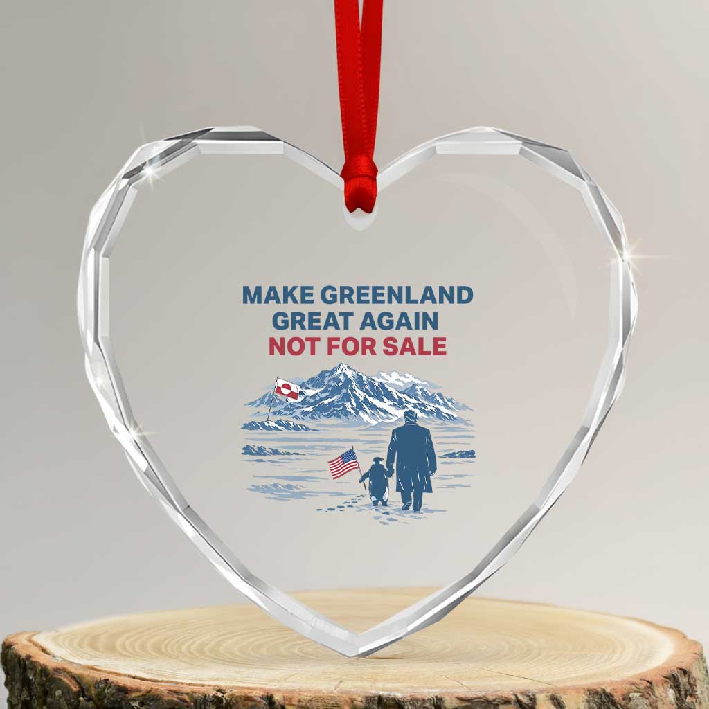 Greenland Is Not for Sale Heart Crystal Glass Ornament Funny Nihilist Penguin Greenland Political Meme FDT TS14 Transparent Glass 3'' Heart Print Your Wear