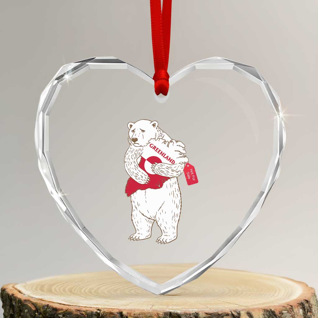 Greenland Is Not For Sale Heart Crystal Glass Ornament Greenland Bear Hug TS11 Transparent Glass 3'' Heart Print Your Wear