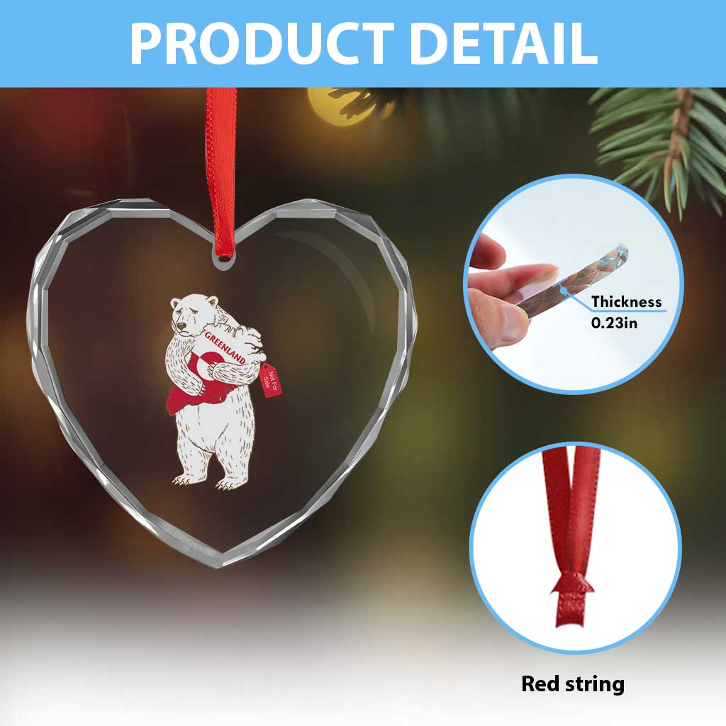 Greenland Is Not For Sale Heart Crystal Glass Ornament Greenland Bear Hug TS11 Print Your Wear