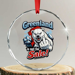 Greenland Is Not For Sale Protest Crystal Glass Ornament Aggressive Polar Bear with Middle Finger Graphic TS02 Transparent Glass 3'' Circle Print Your Wear