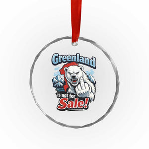 Greenland Is Not For Sale Protest Crystal Glass Ornament Aggressive Polar Bear with Middle Finger Graphic TS02 Print Your Wear