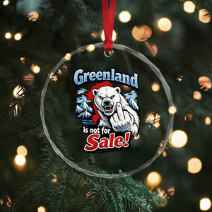 Greenland Is Not For Sale Protest Crystal Glass Ornament Aggressive Polar Bear with Middle Finger Graphic TS02 Print Your Wear