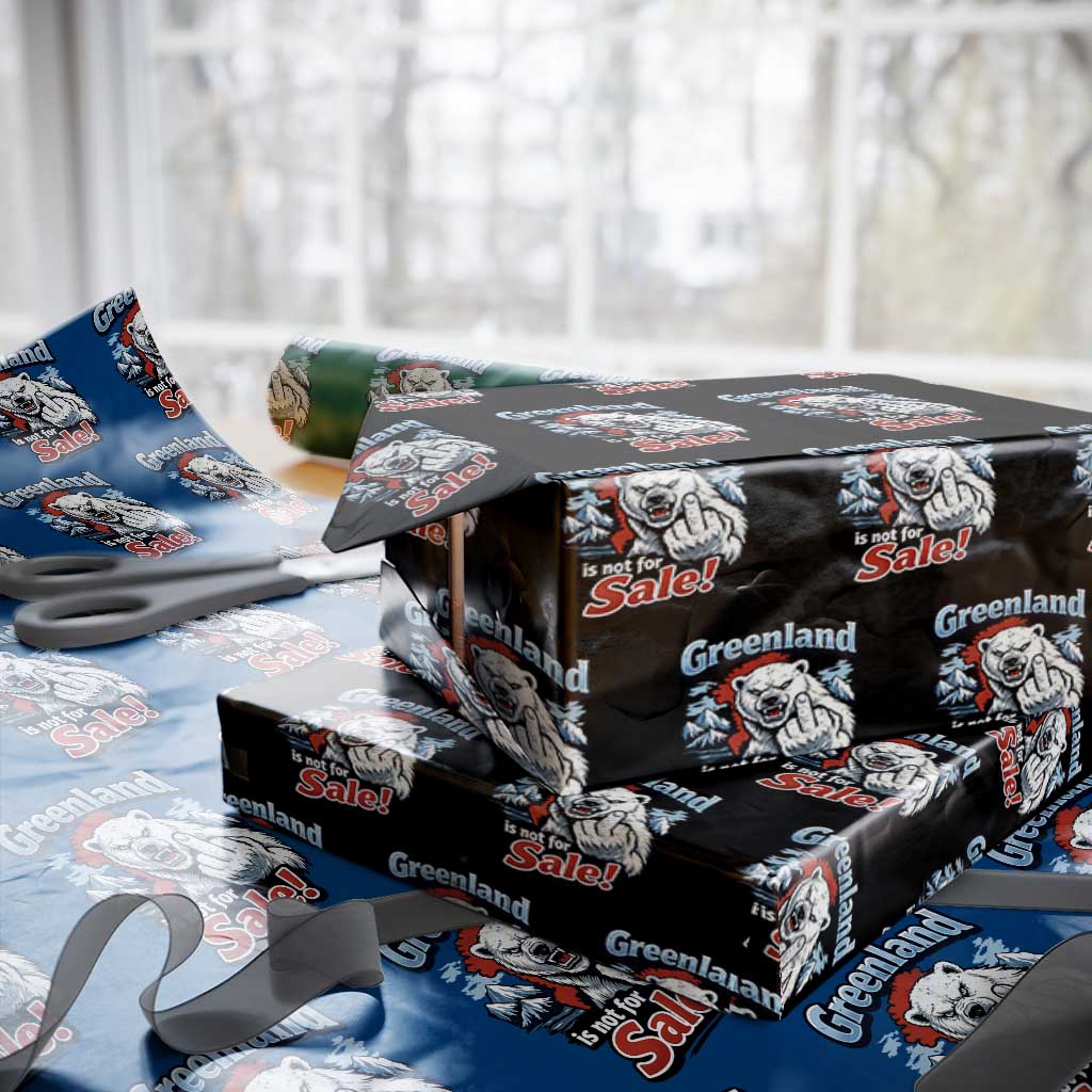 Greenland Is Not For Sale Protest Wrapping Paper Roll Aggressive Polar Bear with Middle Finger Graphic TS02 Black Print Your Wear