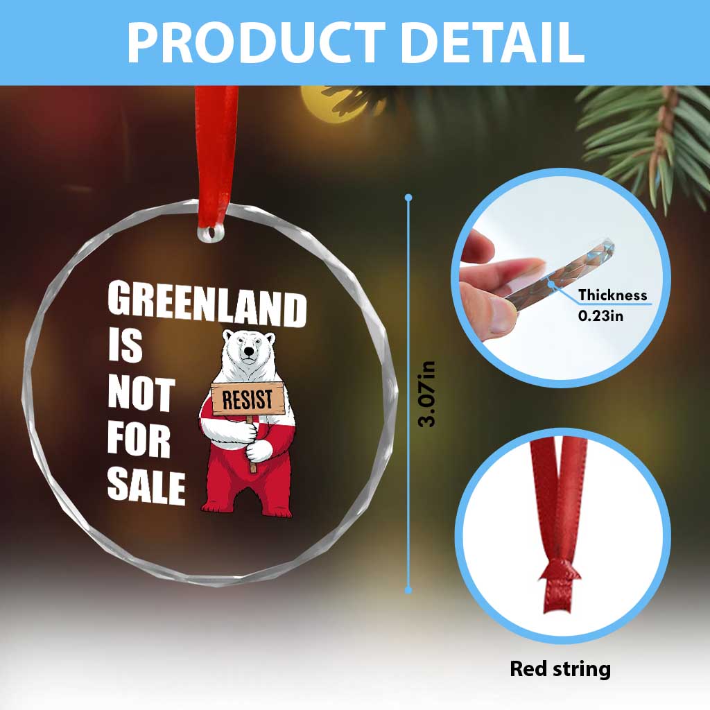 Greenland Not For Sale Crystal Glass Ornament Anti Authoritarian Political Gag Gift TS12 Print Your Wear