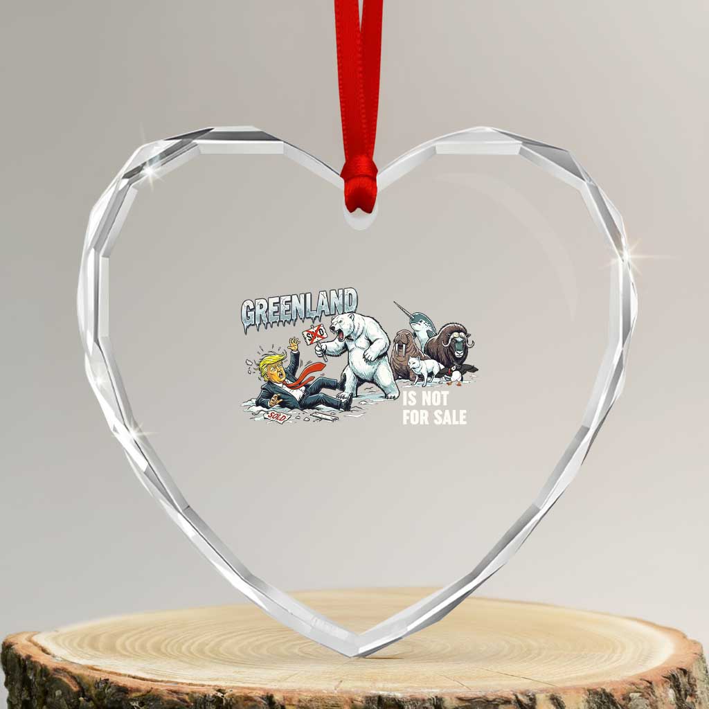 Greenland Not For Sale Heart Crystal Glass Ornament Political Humor Gift TS12 Transparent Glass 3'' Heart Print Your Wear