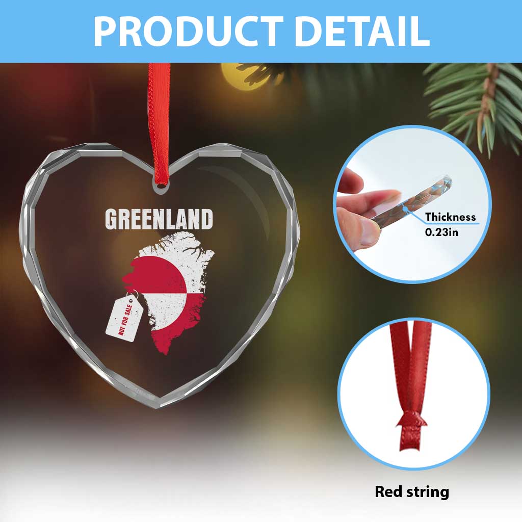 Greenland Not For Sale Patriotic Heart Crystal Glass Ornament Grunge Flag and Price Tag Protest TS02 Print Your Wear