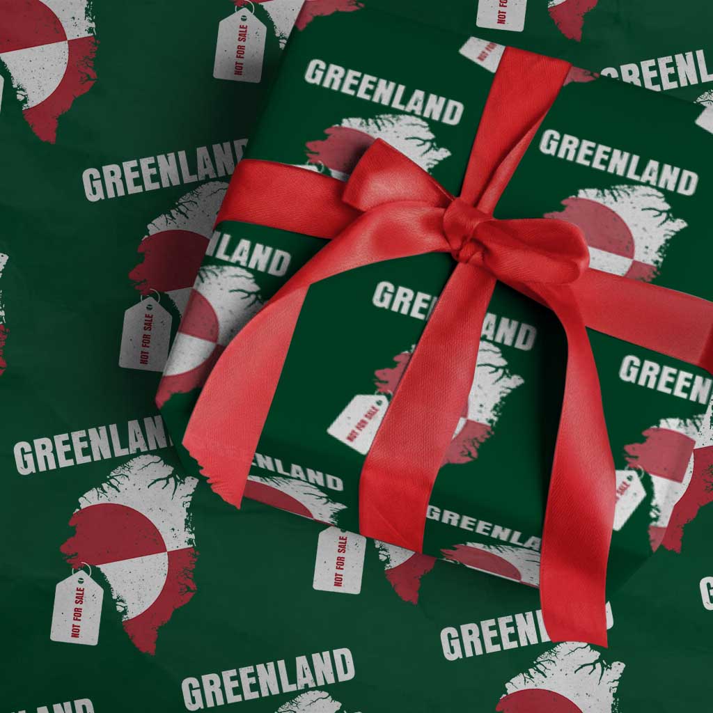 Greenland Not For Sale Patriotic Wrapping Paper Roll Grunge Flag and Price Tag Protest TS02 Green Print Your Wear