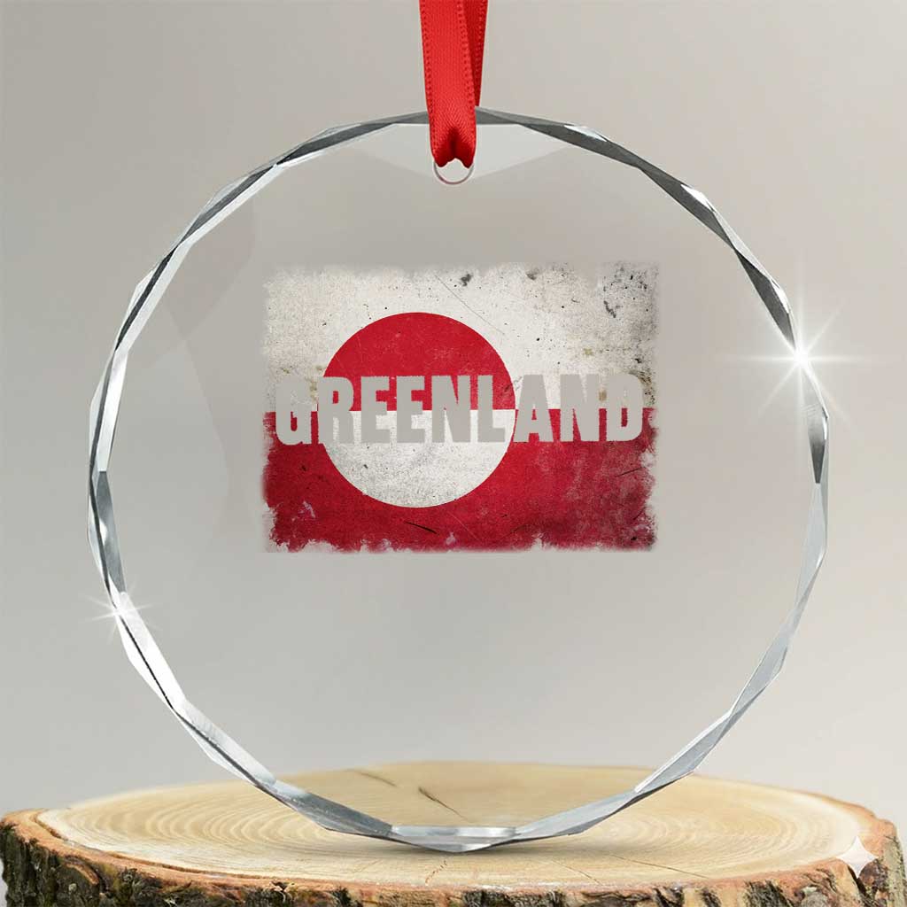 Greenland Pride Patriotic Greenlander Heritage Vintage Flag Crystal Glass Ornament TS11 Transparent Glass 3'' Circle Print Your Wear