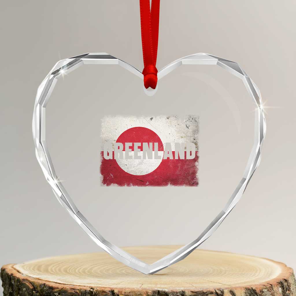 Greenland Pride Patriotic Greenlander Heritage Vintage Flag Heart Crystal Glass Ornament TS11 Transparent Glass 3'' Heart Print Your Wear
