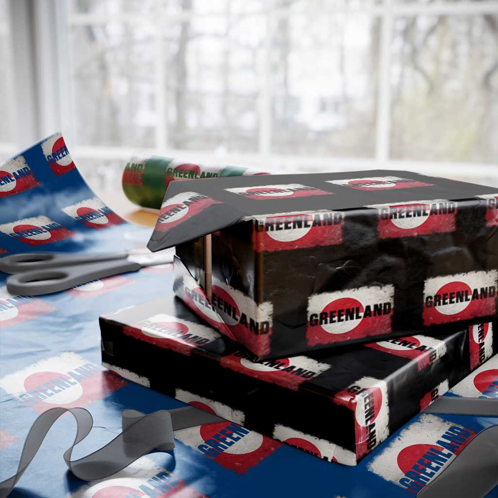 Greenland Pride Patriotic Greenlander Heritage Vintage Flag Wrapping Paper Roll TS11 Black Print Your Wear