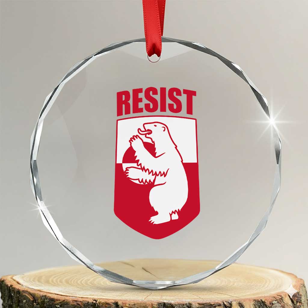 Greenland Resist Crystal Glass Ornament Stand With Greenlanders TS12 Transparent Glass 3'' Circle Print Your Wear