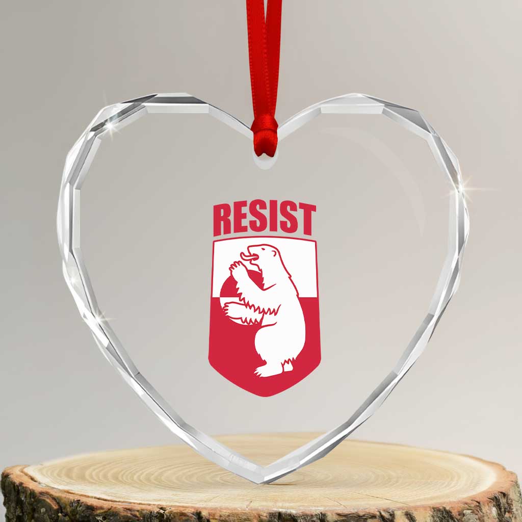 Greenland Resist Heart Crystal Glass Ornament Stand With Greenlanders TS12 Transparent Glass 3'' Heart Print Your Wear