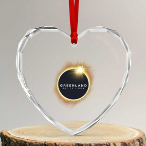 Greenland Total Solar Eclipse 2026 Heart Crystal Glass Ornament Path of Totality Astronomy Gift TS02 Transparent Glass 3'' Heart Print Your Wear