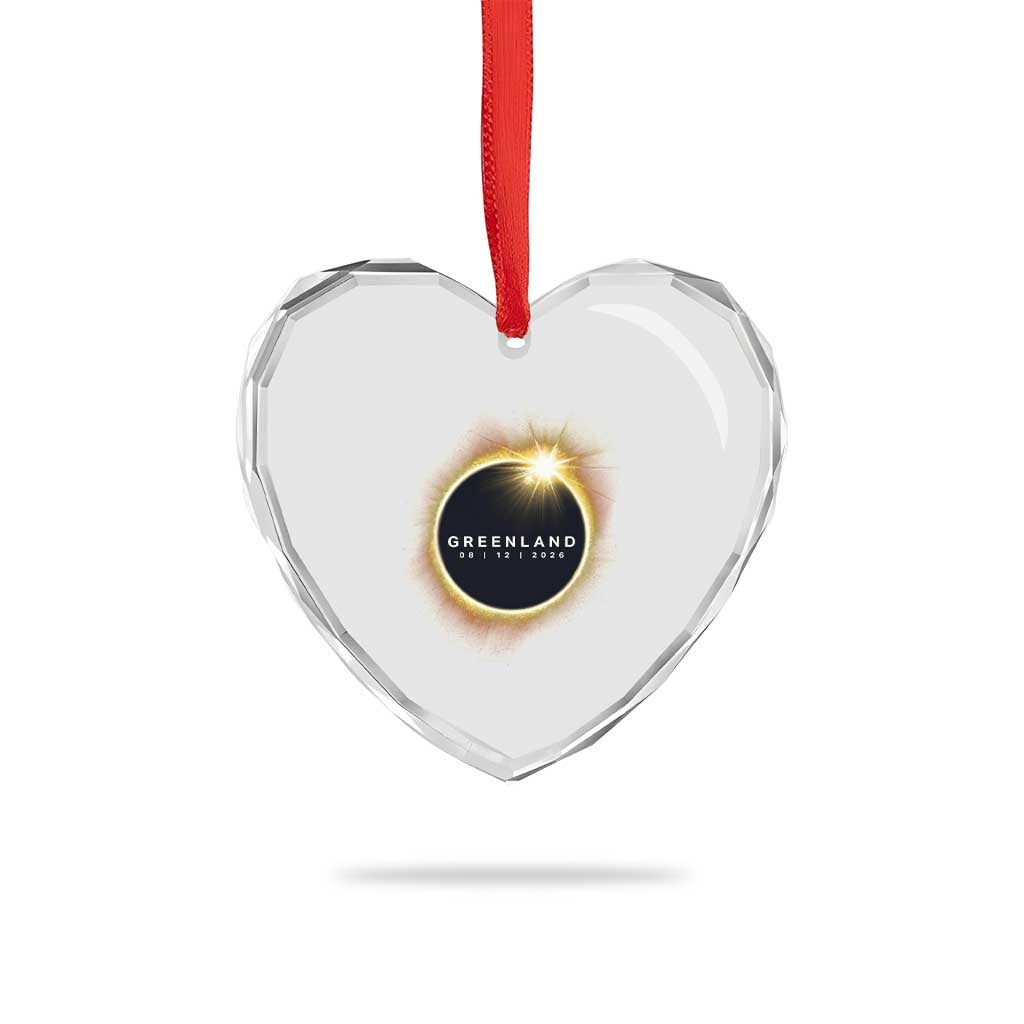 Greenland Total Solar Eclipse 2026 Heart Crystal Glass Ornament Path of Totality Astronomy Gift TS02 Print Your Wear