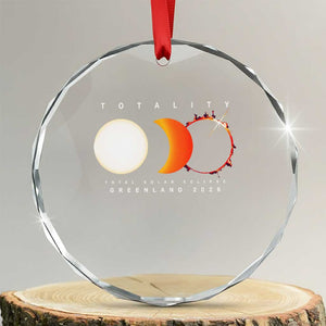 Greenland Total Solar Eclipse 2026 Totality Crystal Glass Ornament Travel Souvenir Astronomy Geek Gift TS02 Transparent Glass 3'' Circle Print Your Wear