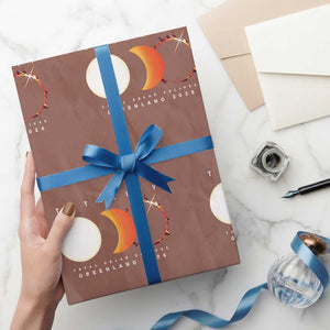 Greenland Total Solar Eclipse 2026 Totality Wrapping Paper Roll Travel Souvenir Astronomy Geek Gift TS02 Mocha Print Your Wear