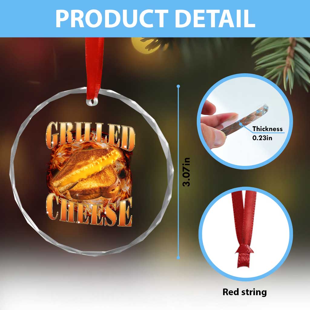 Grilled Cheese Crystal Glass Ornament Food Lover Funny Gag Weird Meme 90s TS11 Print Your Wear