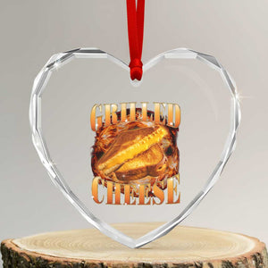 Grilled Cheese Heart Crystal Glass Ornament Food Lover Funny Gag Weird Meme 90s TS11 Transparent Glass 3'' Heart Print Your Wear