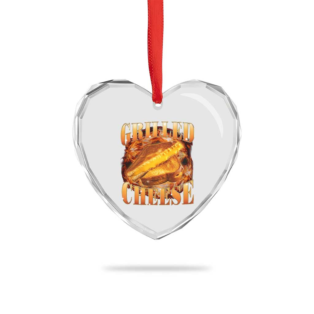 Grilled Cheese Heart Crystal Glass Ornament Food Lover Funny Gag Weird Meme 90s TS11 Print Your Wear