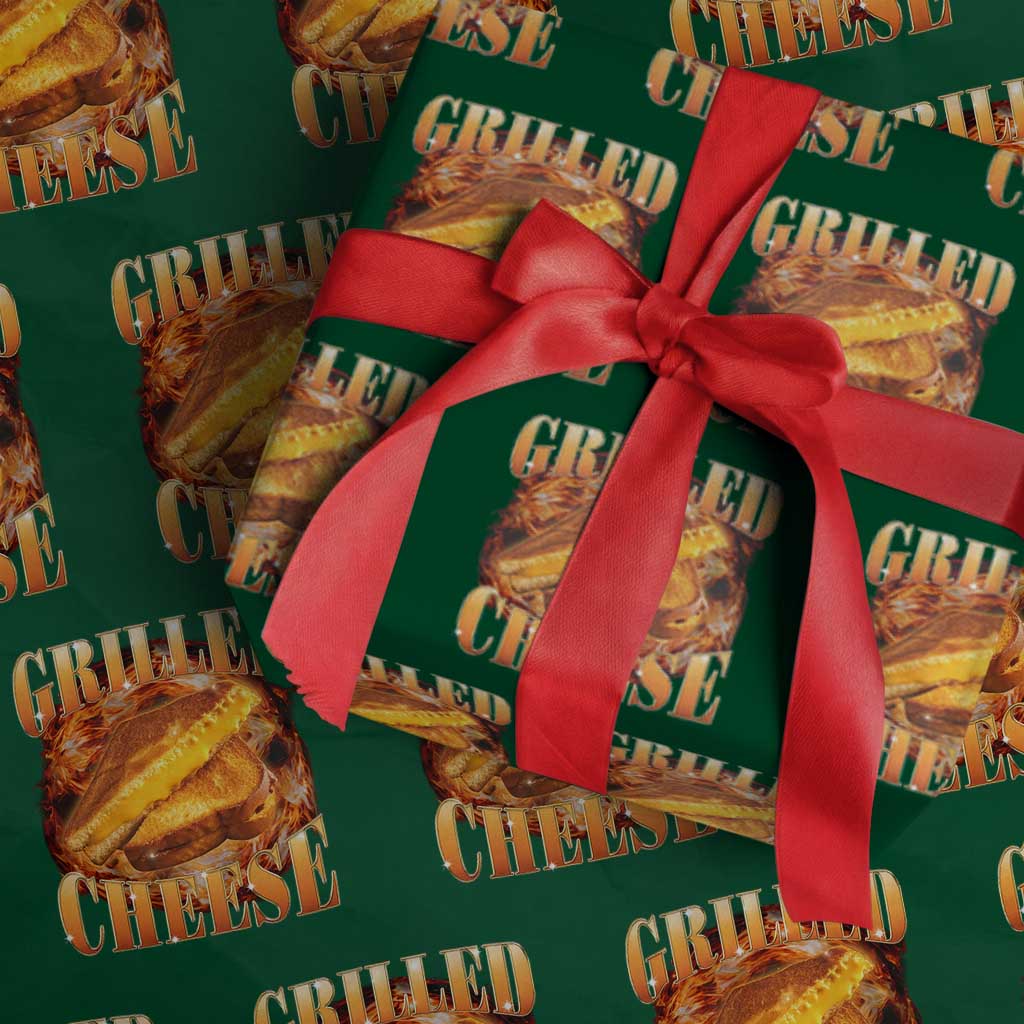 Grilled Cheese Wrapping Paper Roll Food Lover Funny Gag Weird Meme 90s TS11 Green Print Your Wear