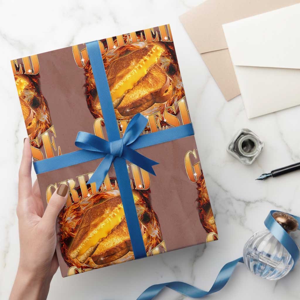 Grilled Cheese Wrapping Paper Roll Food Lover Funny Gag Weird Meme 90s TS11 Mocha Print Your Wear