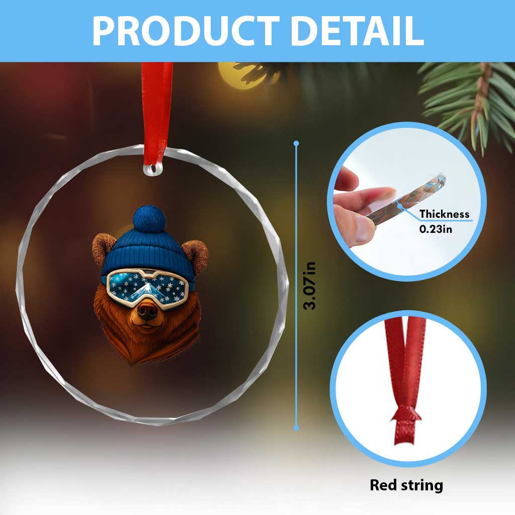 Grizzly Bear Snowboard Goggles Skiing Snow Winter Sport Crystal Glass Ornament TS11 Print Your Wear