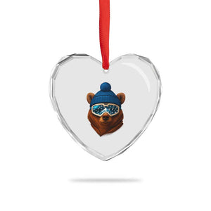 Grizzly Bear Snowboard Goggles Skiing Snow Winter Sport Heart Crystal Glass Ornament TS11 Print Your Wear