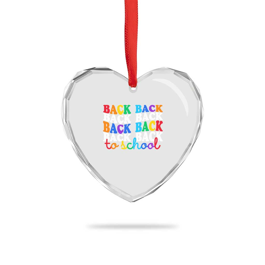 Groovy Back To School Heart Crystal Glass Ornament First Day of School Colorful Teacher Student Kids TS14 Print Your Wear