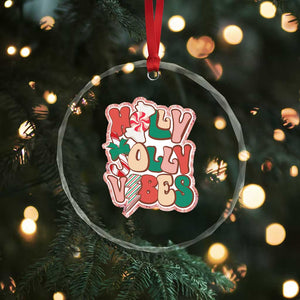 Groovy Christmas Crystal Glass Ornament Holly Jolly Vibes TS02 Print Your Wear