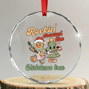 Groovy Christmas Crystal Glass Ornament Rockin' Around The Xmas Tree Groovy Gingerbread Man TS02 Transparent Glass 3'' Circle Print Your Wear