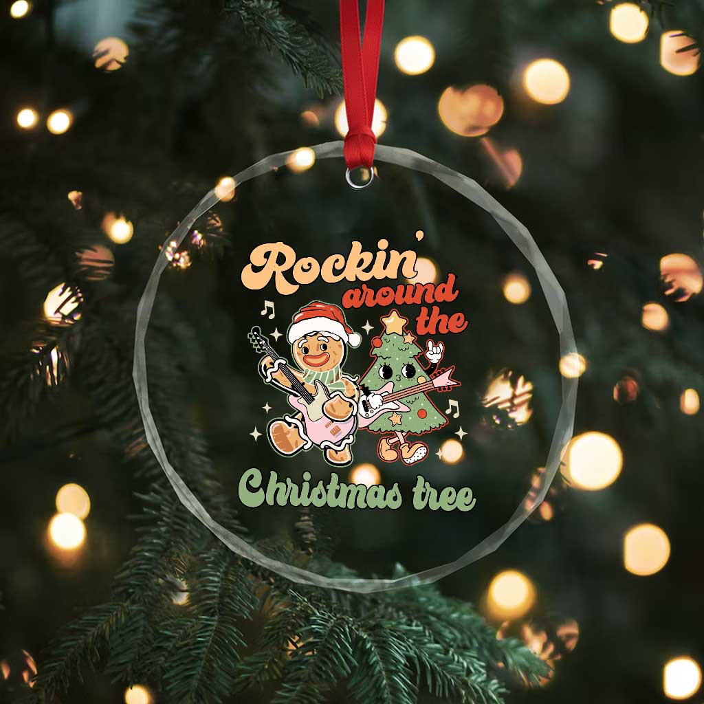 Groovy Christmas Crystal Glass Ornament Rockin' Around The Xmas Tree Groovy Gingerbread Man TS02 Print Your Wear
