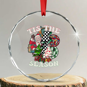 Groovy Christmas Crystal Glass Ornament Tis The Season Retro Santa Vibe TS02 Print Your Wear