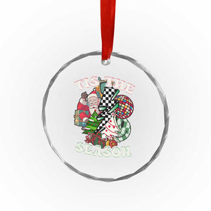 Groovy Christmas Crystal Glass Ornament Tis The Season Retro Santa Vibe TS02 Print Your Wear