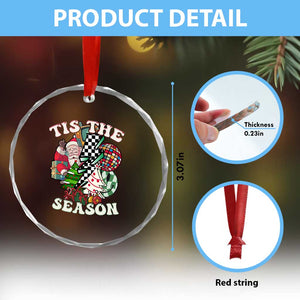 Groovy Christmas Crystal Glass Ornament Tis The Season Retro Santa Vibe TS02 Print Your Wear