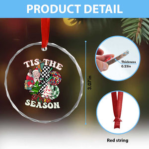 Groovy Christmas Crystal Glass Ornament Tis The Season Retro Santa Vibe TS02 Print Your Wear