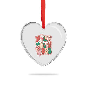 Groovy Christmas Heart Crystal Glass Ornament Holly Jolly Vibes TS02 Print Your Wear